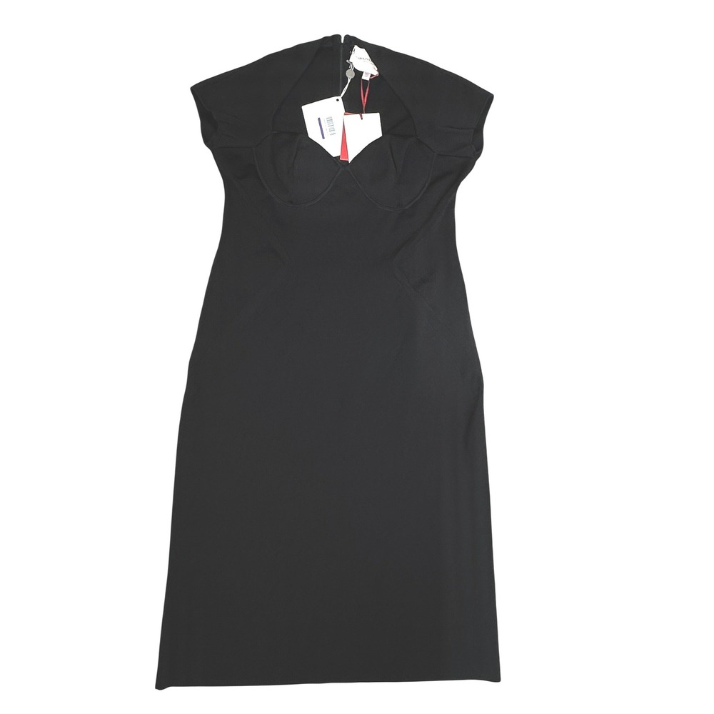 Carolina Herrera New York Black‎ Structured Knit Sheath Dress Short Sleeve XXL